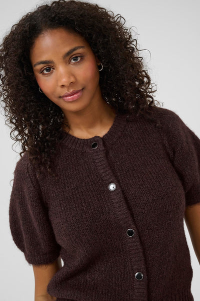 Comfortable cozy short sleeved brown cardigan 