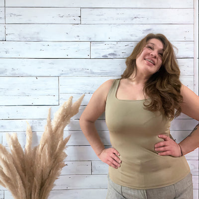 Comfortable tank top in taupe 