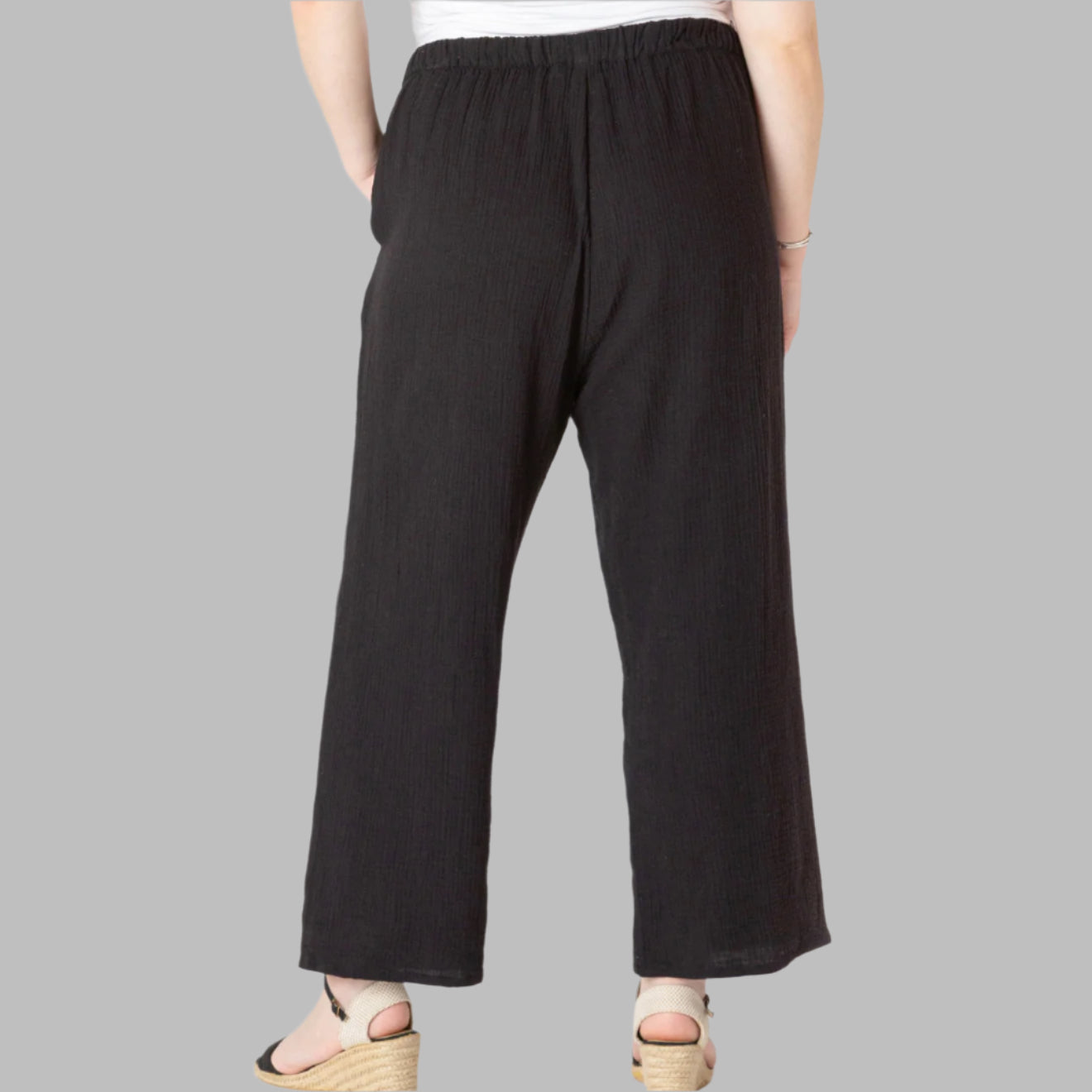 Comfortable black cotton pull on pants 