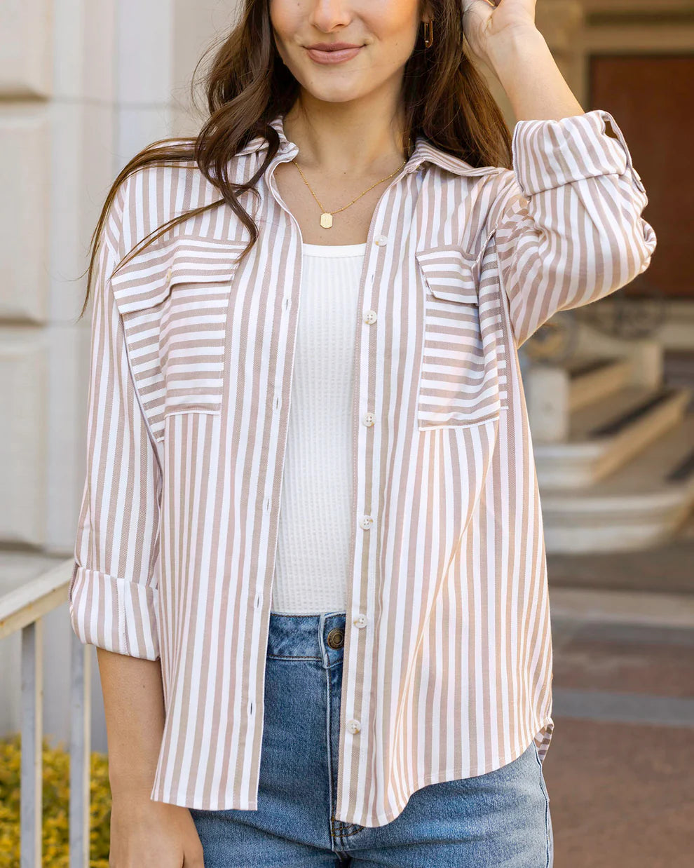 Seaside Striped Button Down Shirt