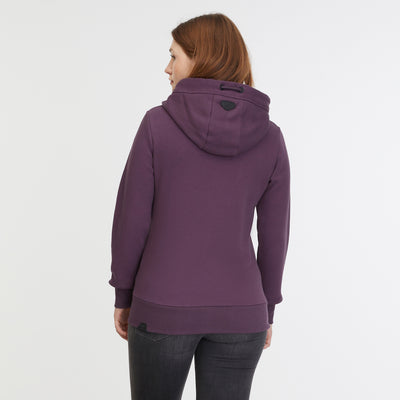 Warm and cozy high quality hoodie with a full zip closure In purple 