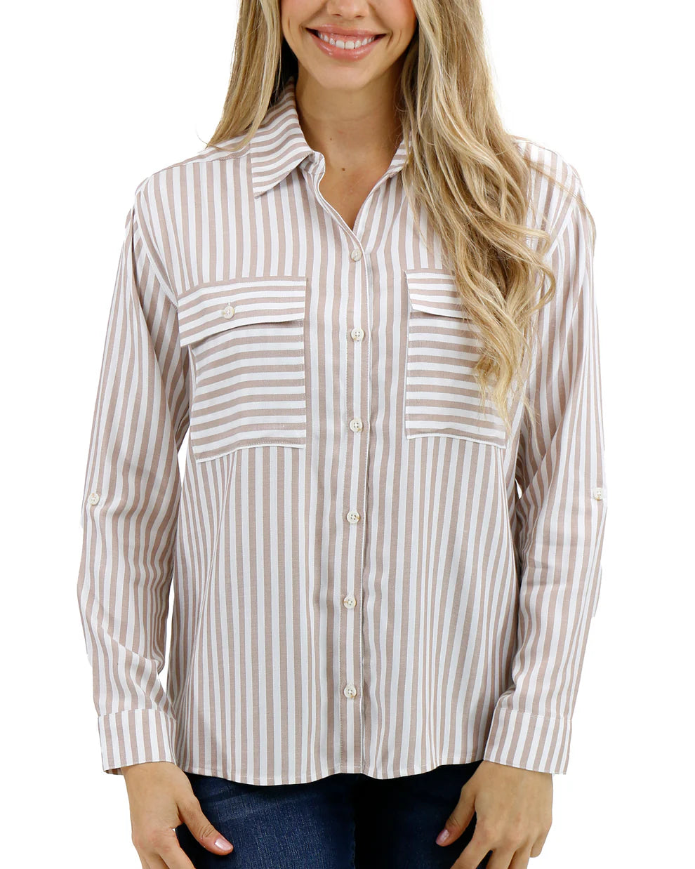 Seaside Striped Button Down Shirt