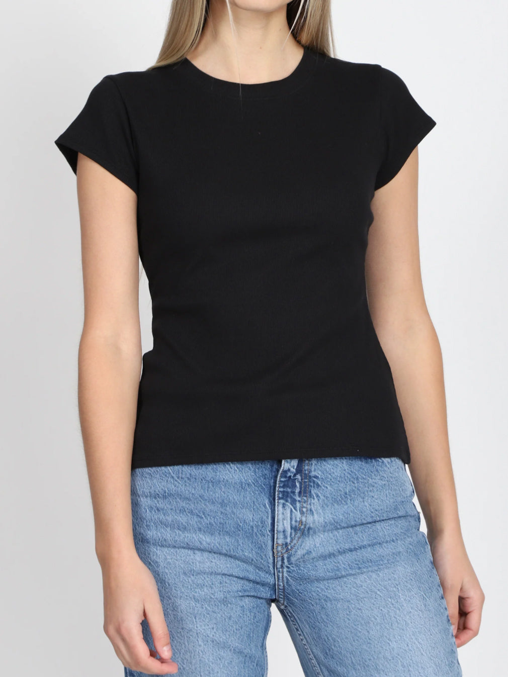 Curvy sized ribbed fitted tee by brunette the label 