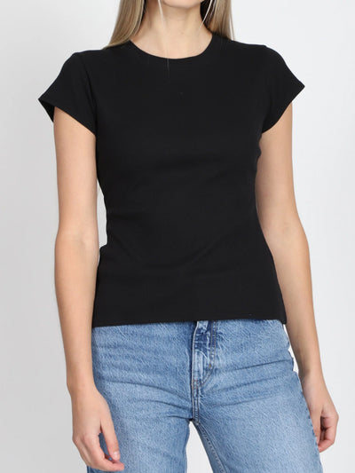 Curvy sized ribbed fitted tee by brunette the label 