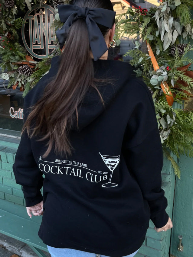 Soft and cozy comfortable black cocktail club hoodie by brunette the label 