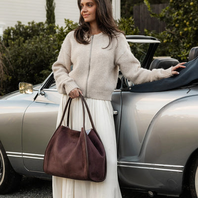 Sutton Shoulder Bag- Suede Chocolate