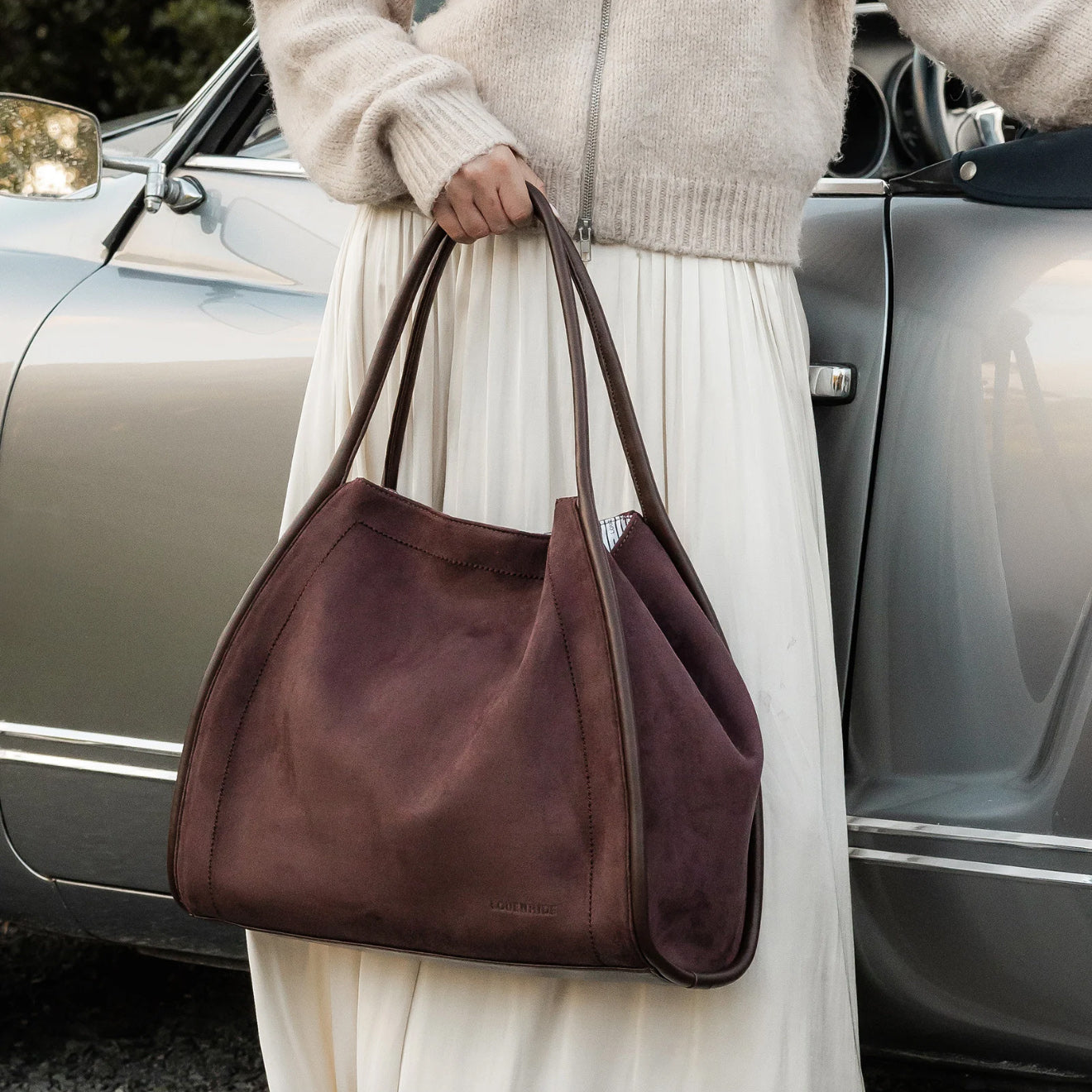 Sutton Shoulder Bag- Suede Chocolate