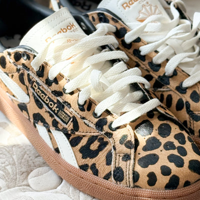 Cute and trendy club c ground UK shoe from Reebok in cheetah print 
