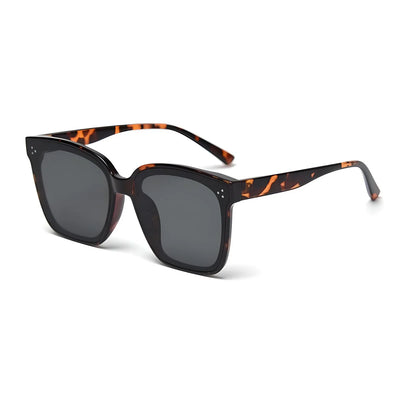 Cute and comfortable tortoise colored sunglasses with a plastic frame and UV-400 black smoked lenses 