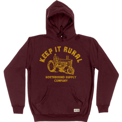 soft comfortable and cozy maroon northbound supply co keeping it rural hoody 