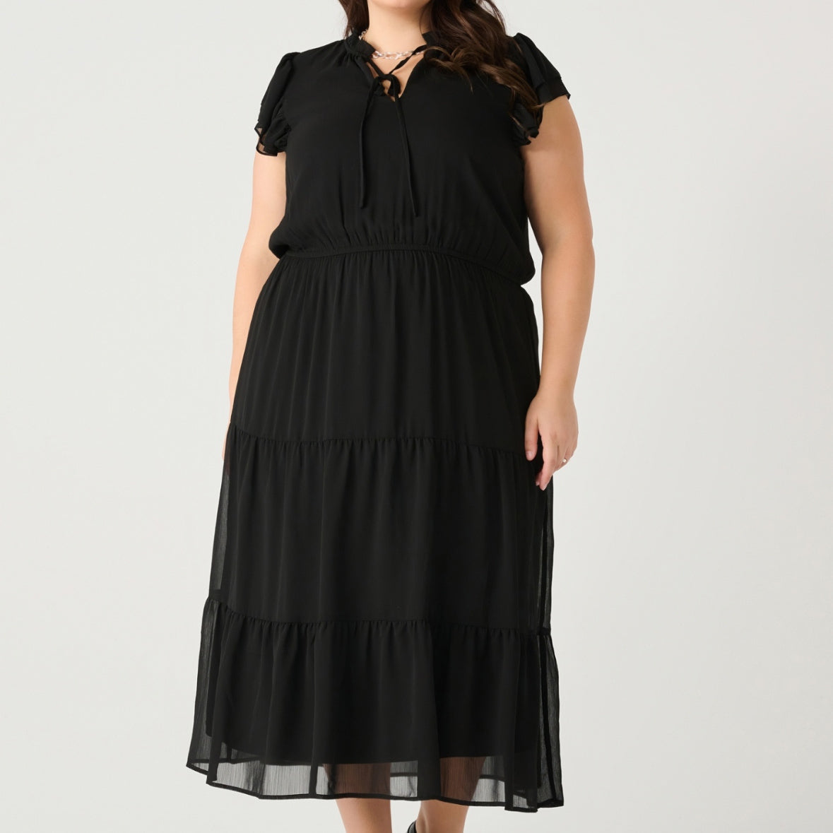 Dex Plus black tiered maxi dress 