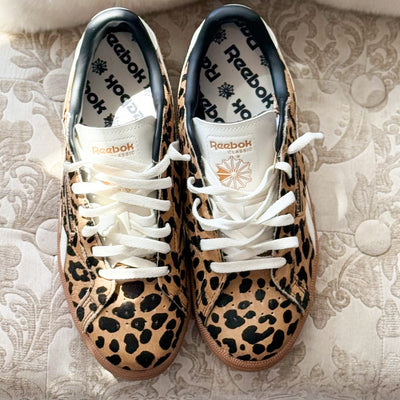 Soft textured and trendy Cheetah Print Reebok club c comfortable and casual sneaker 