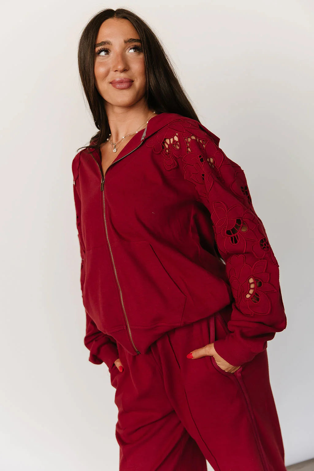 Lovestory Full Zip- Crimson