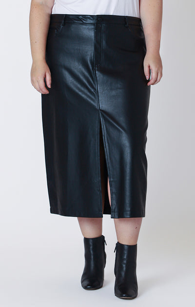 Faux Leather Midi Skirt