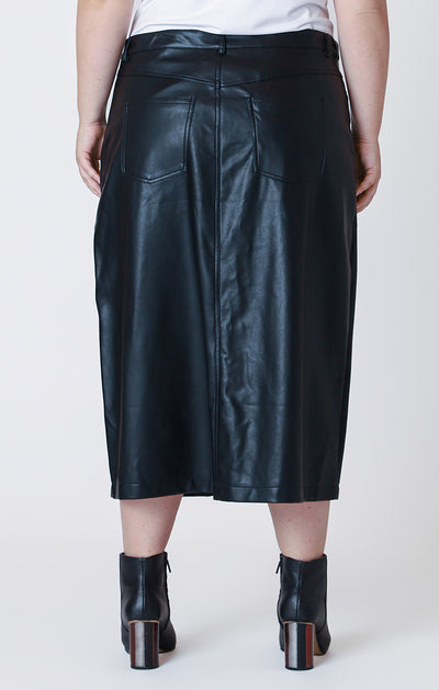 Faux Leather Midi Skirt