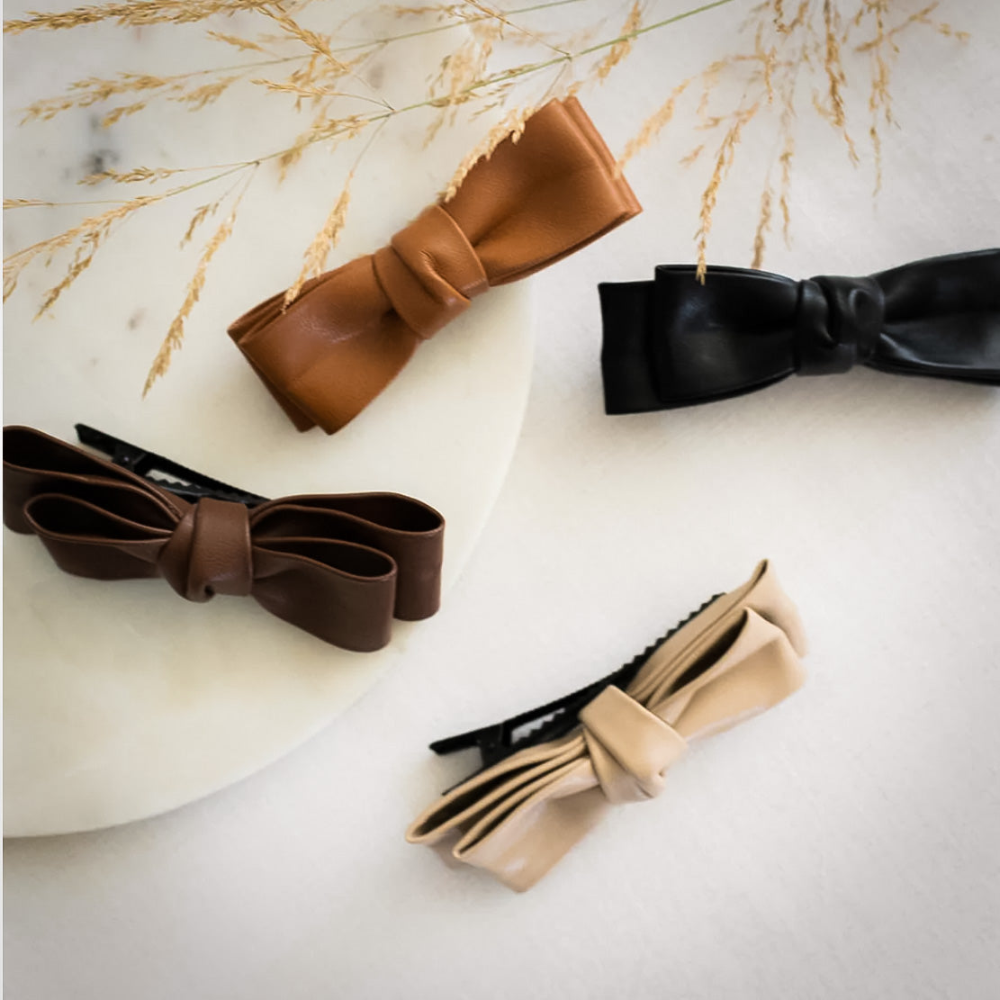Leather Bow Clip